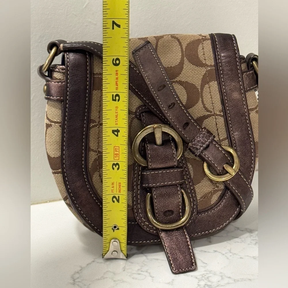 Coach Signature Brown and Tan Vintage Y2K Crossbody Bag - Picture 10 of 11